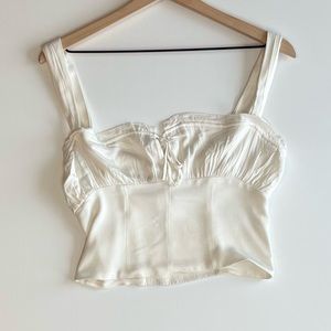 Urban Outfitters Cropped Ruffled Top with Adjustable straps Size: Small